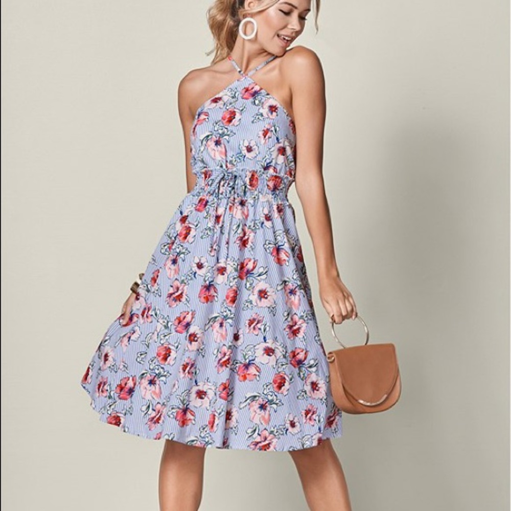 Venus Women's Floral Print Midi Dress - Size XS